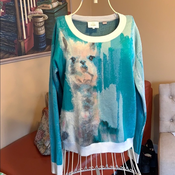 Anthropologie Sweaters - Anthropologie DesignerArt Watercolor Llama Sweater